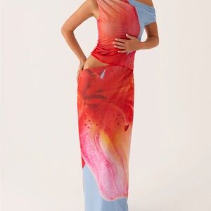 Peppermayo Asymmetrical Dress in Red and Blue